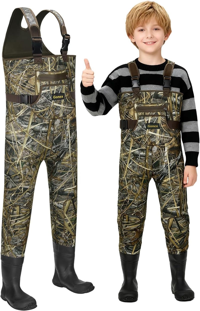 Gonex Kids Chest Waders for Youth Children, Neoprene Waterproof Hunting Fishing Waders with Insulated Boots for Boys Girls - Image 1